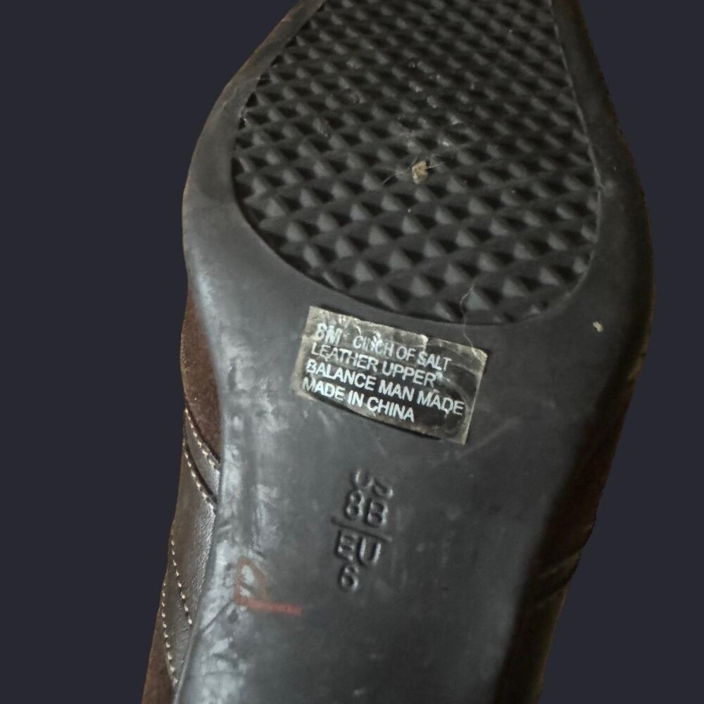 Vintage Sherpa Chocolate Brown Suede Mules with Buckle and Contrast Size 8 - Picture 6 of 7
